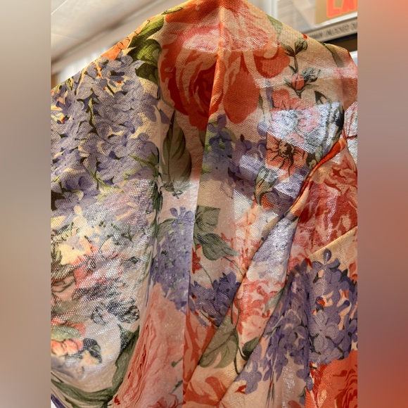 Floral Vintage Mesh Keyhole Ruffle Sleeve Strap 3D Flowers Babydoll Dress Size S - Picture 9 of 15